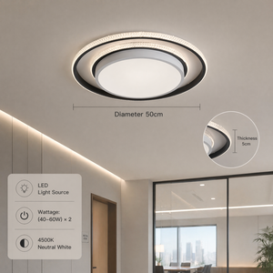 Plafonnier LED rond moderne, télécommande, variateur d'intensité, tricolore, cristal, encastré, 120W, pour maison, salon, chambre - Product Image 3