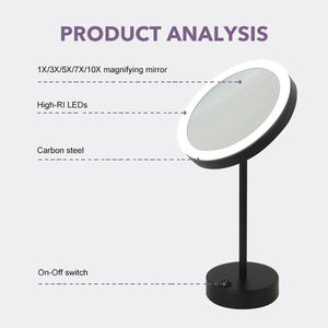 Miroir de maquillage rond à LED minimaliste pour filles, avec lumière de remplissage, pour le maquillage et les retouches, idéal pour <span class=keywords><strong>un</strong></span> <span class=keywords><strong>cadeau</strong></span> - Product Image 3