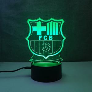 Lampe de Nuit 3D Illusion Créative Personnalisée en Acrylique, Motif Club de Football, Base de Table/Bureau, LED USB, Designs de Noël, Acrylique 30 Écologique - Product Image 2
