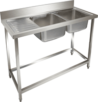 Évier de cuisine professionnel en acier inoxydable 304 pour restaurant, table de préparation pour le nettoyage du poisson avec double évier, fournisseurs de comptoirs