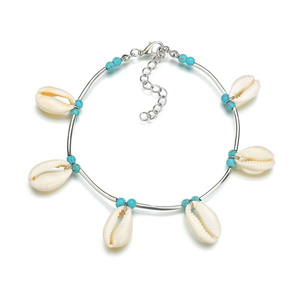 Venta caliente estilo europeo americano al por mayor moda Concha arroz cuentas Shell cuerpo joyería pie cadena tobillera para ropa de playa - Product Image 5