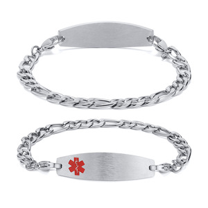 Pulsera con Símbolo Médico para Mujeres y Hombres, Cadena 3:1 NK, Grabado Personalizado, Acero Inoxidable, Joyería de Rescate de Emergencia - Product Image 2