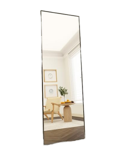 Customize Size Aluminum Frame Full-Length <b>Mirror</b> Anti-Explosion Free-Standing & <b>Wall</b> Mountable Black Bathroom Use - Product Image 1