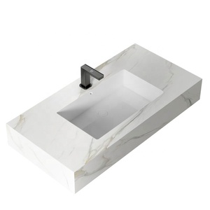 Meuble de salle de bain en ardoise, évier en plaque de roche frittée, plateau de Table, lavabo à main, vanité - Product Image 1