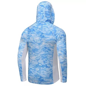 เสื้อฮู้ดดี้ฟลีซแห้งเร็ว 3 มิติ แขนยาว สีน้ำเงิน สำหรับผู้ชาย ป้องกันรังสียูวี ลายพราง สำหรับตกปลา มีซิป พร้อมหน้ากากปิดหน้า - Product Image 4