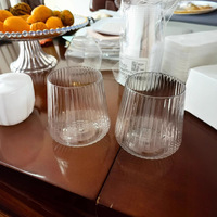 Gobelet en plastique PET rayé de 12 oz, transparent, pour vin rouge, résistant aux chutes et aux dommages, en forme d'œuf