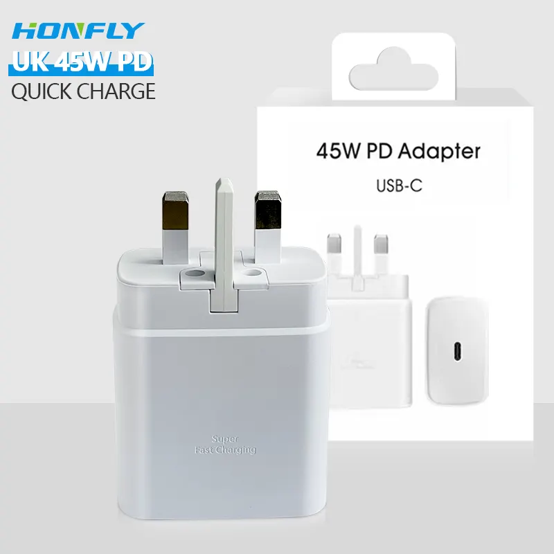 Honfly Sell Well Fast Charging Plug US EU UK 45w Pd Super Fast Charge Plug Type C For Samsung S22 Usb C Power Adaptor