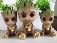 Artisanat en résine HY, boîte à crayons Baby Groot faite à la main, porte-stylos ou pot de fleurs, mini plantes succulentes