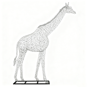 Sculpture d'art géométrique en fil d'acier inoxydable personnalisable et unique en forme de girafe – Sculpture animale artisanale en maille pour espaces de décoration modernes - Product Image 2