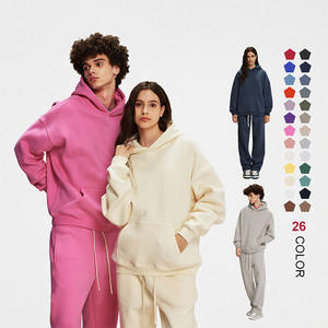 Sweats à capuche unisexe en coton polaire 350 g/m² personnalisés de haute qualité ensemble de 2 pièces pull à capuche surdimensionné et lourd pour hommes - Product Image 4
