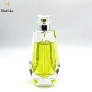 Frasco de perfume de vidro retangular com tampa de Sarin de 100ml de luxo dourado mais novo design