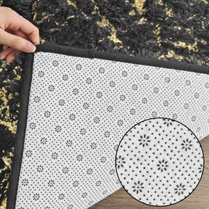 Alfombra y alfombra con estampado de mármol con estampado dorado, Alfombra de terciopelo PV de mármol negro y dorado, alfombrilla decorativa para suelo - Product Image 4