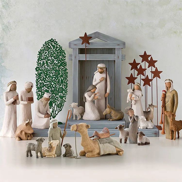 हस्तनिर्मित पवित्र परिवार यीशु, क्रिसमस polyresin जन्म सेट मसीह दृश्य क्रिसमस जन्म सेट,