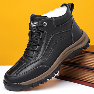Botas de Invierno para Hombre, Estilo Martin, Negras, con Cordones, Suela Gruesa, Forro de Felpa, para Senderismo al Aire Libre, Calzado Casual para Adultos - Product Image 1