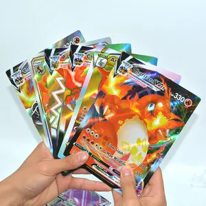 بطاقات تجارية بوكيمون لامعة كبيرة الحجم Vstar Vmax GX Charizard Arceus Pikachu mew2 جمع الاطفال هدية عيد ميلاد عيد الميلاد