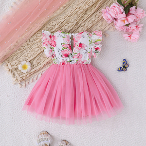 Robe d'été décontractée en coton pour bébé fille, longueur genou, respirante, élégante, mignonne, avec motif floral en maille, pour petites filles, personnalisable - Product Image 2