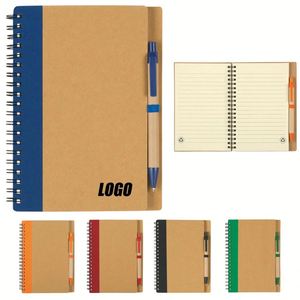 Cuaderno Espiral Promocional A5 Personalizado con Cubierta de Kraft, Bolígrafo y Notas Adhesivas - Product Image 1