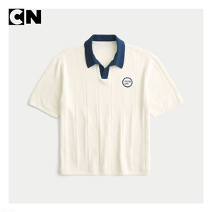 Suéter con Certificación GRS, Fabricante de Suéteres, Logotipo Personalizado Bordado, Suéter de Fútbol de Manga Corta de Algodón y Poliéster para Hombre, Polo de Punto - Product Image 2