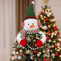 Adorno de árbol de Navidad de felpa suave, decoración para la punta del árbol de Navidad, Papá Noel, muñeco de nieve, reno, adorno para árbol de fiesta navideña