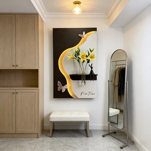 Pintura en relieve 3D musulmana con textura geométrica, escultura hecha a mano, impresión minimalista en piedra arenisca, arte de pared LED, decoración del hogar - Product Image 6