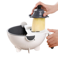 Nieuwe Keuken Fruit- en Groentesnijder 9-in-1 Draagbare Groentehakker Kom en Vergiet Set 9-in-1 Deluxe Groentehakker