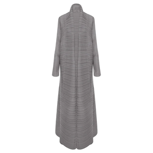 เสื้อคลุมอาบายะแบบเปิด Miyake สีพื้น แขนยาว จับจีบ คอตั้ง พร้อมเข็มขัด สำหรับผู้หญิง - Product Image 2