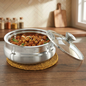Casserole en acier inoxydable avec couvercle en verre 24 cm, design chinois traditionnel, durable et poli - Product Image 4