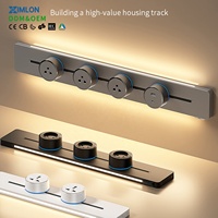 XIMLON - Enchufe de Riel Móvil Moderno con Sensor de Movimiento Integrado y Tira de Luz LED para Oficina Inteligente, Dormitorio y Cocina
