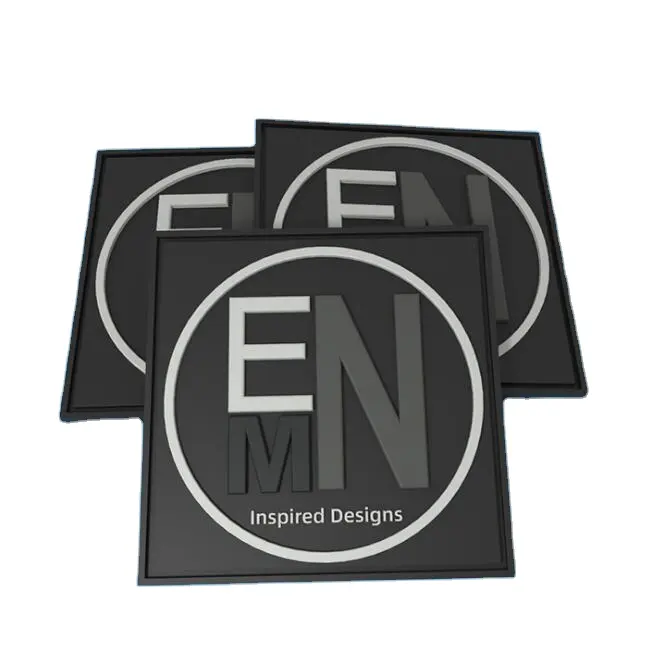 custom embossed 3D pvc logo rubber hat patch with hoop and loop parches