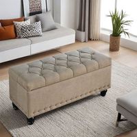 Moderner Multifunktionaler Faltbarer Holz-Aufbewahrungshocker Quadratisches Würfeldesign Leinenstoff für Wohnzimmer Schlafzimmer Sitzgelegenheit Hotel