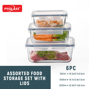 Contenedor de Vidrio Profundo de Borosilicato Alto Pyglass, Juego de 3 Piezas con Tapa de PP Hermética, Contenedor de Gran Capacidad para la Familia - Product Image 2