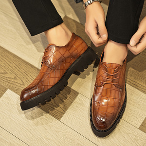 Chaussures Oxford <span class=keywords><strong>Derby</strong></span> en Cuir Véritable pour Hommes, Style Rétro Brogue, Rehaussantes, Idéales pour le Bureau et les Fêtes, Collection Automne - Product Image 3