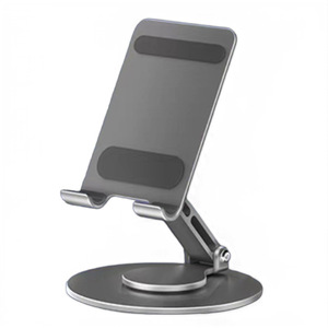 Ergonomic Aluminum Alloy Metal iPad Compatible Adjustable Height Foldable 360 Rotatable Portable Phone <b>Stand</b> <b>for</b> Desktop - Product Image 5