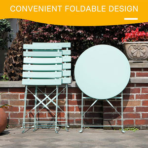Modern multi color <b>Folding</b> Metal Garden <b>Table</b> Set Outdoor <b>Dining</b> Furniture for Balcony Cafe Use 4 Seater 3 Year Warranty UP-CF09 - Product Image 3