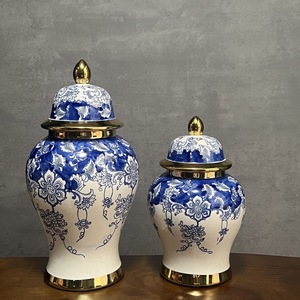 Vase en céramique <span class=keywords><strong>espagnole</strong></span> bleu et blanc, Vases en céramique bleue unie, Pots à gingembre, Grands vases décoratifs sur pied - Product Image 5