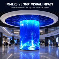 Écran d'affichage LED en colonne flexible incurvé à 360 degrés P2.5 P3 pour intérieur, mur vidéo cylindrique pour centre commercial, atrium, hall