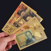 Venta Especial 2026: Juego de 4 Billetes de Libra Esterlina Británica con Baño de Oro de 24K para Colección