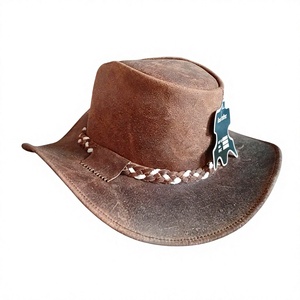 Real Leather Cowboy <b>Hat</b> <b>Summer</b> Vintage Fashion Unisex Brown Nail Bead Embroidery Outdoor Casual Adult 56-58CM - Product Image 2