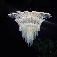 Lustre européen rétro de luxe en cristal Lampes à suspension à lame d'inspiration Murano simples pour salon ou restaurant