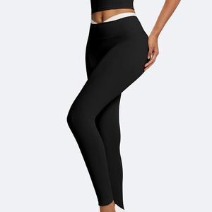 OEM Custom High Elastic Shaping Hip Lifting Contrast Spliced <strong>Lace</strong> <strong>Trim</strong> V Waist Slimming Women <strong>Leggings</strong> for Yoga Daily Sports - Product Image 5