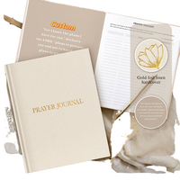 Journal en lin à couverture rigide personnalisable Agenda inspirant Cahier de prière Options à spirale A5 A6 A7 Gratitude chrétienne