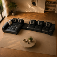 Canapé d'angle moderne en cuir véritable écologique avec chaise longue, sièges modulaires, rembourrage en éponge, pour hôtel et appartement