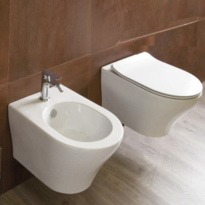 WC <span class=keywords><strong>suspendu</strong></span> rétro en céramique vitrifiée avec <span class=keywords><strong>bidet</strong></span> intégré, pour écoles, couleur fraîche - Product Image 4