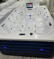 Spa de jardin pour 10 personnes, hydrothérapie, bain à remous en acrylique, musique Bluetooth, commande intelligente pour la cour
