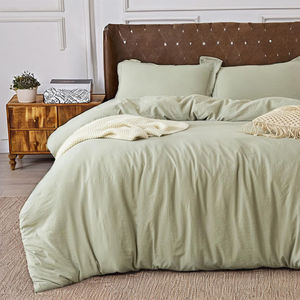 Nữ Hoàng & Vua Kích Thước Trắng 3Pcs Bộ Đồ Giường Bìa Đặt Máy Có Thể Giặt Mô Hình Rắn Gấp Tính Năng Cho Nhà Hoặc Khách Sạn Sử Dụng - Product Image 2