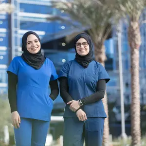 高品质伊斯兰医生穆斯林中东4路拉伸定制直腿阿拉伯裤制服医院护士磨砂套装