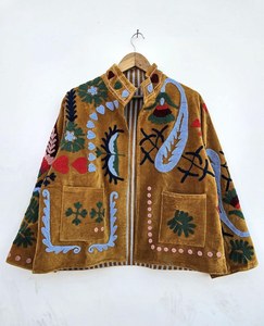 Velvet Hand Embroidered Animal Print Breathable Cotton Customized Color Ethnic <b>Jacket</b> Indian Festive Wear Designer <b>Shrug</b> Gift - Product Image 3