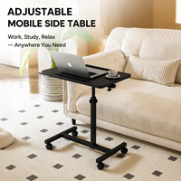 Table d'appoint portable pour ordinateur portable, table de canapé/chevet, réglable en hauteur, pliable, petite table de bureau à domicile avec roulettes
