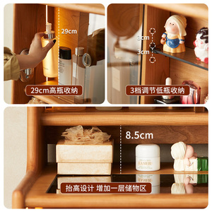 Solid Wood Dressing <b>Table</b> Cherry Wood 80cm With <b>Mirror</b> Bedroom <b>Vanity</b> Desk - Product Image 3