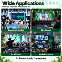 DQINFOS Dante Transmitter Adapter dengan 2 X 2 Antarmuka Dante AES67 Cocok untuk Sistem AV Jaringan Audio Dante